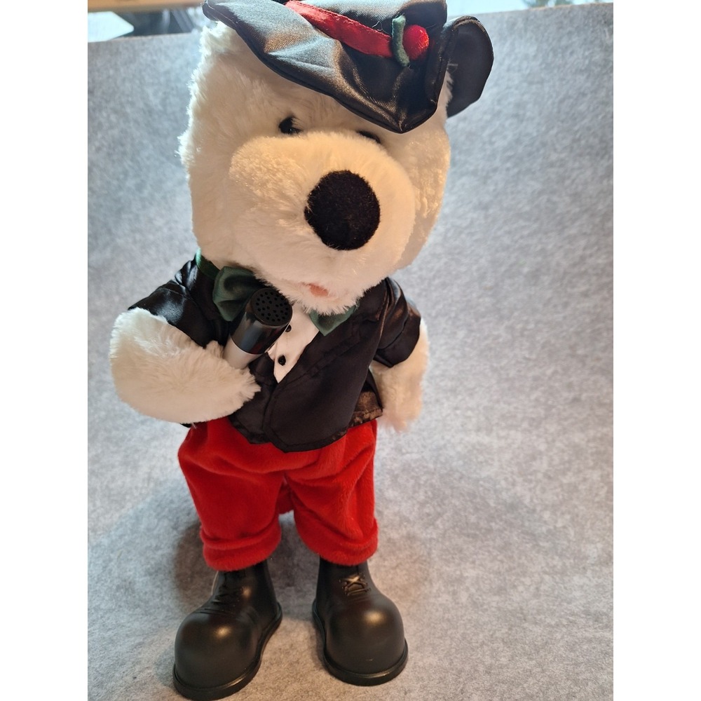 Christmas Polar Bear Crooner, singer, dances, battery 16" microphone Works